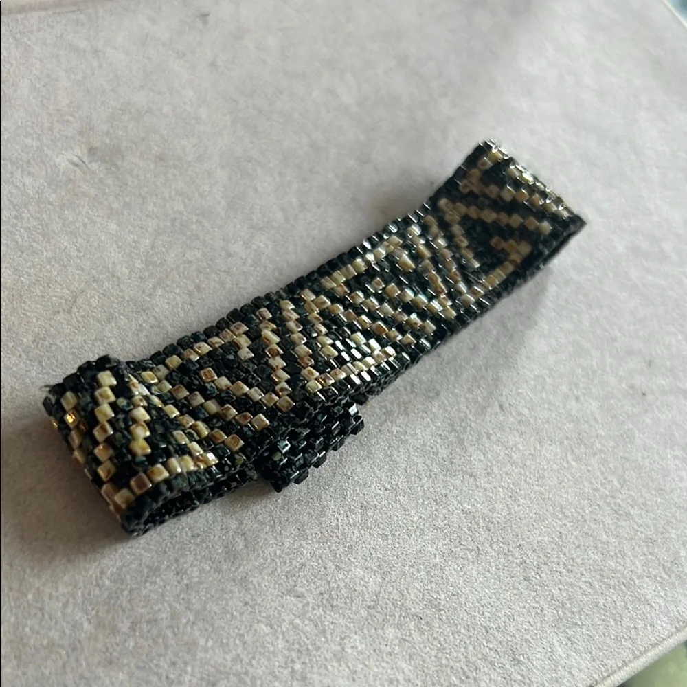 Handwoven‎ Dark Green and Cream Bracelet